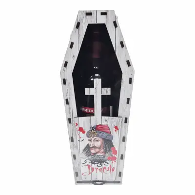 Dracula, vlad tepes romania, cutie sicriu cu sticla vin